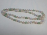 Hand Knotted Strand Adverturine, Rose Quartz, and Blue Lace Beaded Gemstones Necklace
