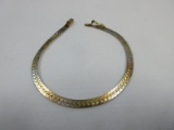 Stamped Italy 14 Kt Gold Herringbone Bracelet End/End 6 1/2