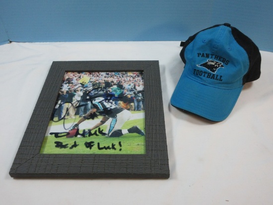 Autograph Photo Carolina Panthers NFL Burks Framed w/ Panthers Cap