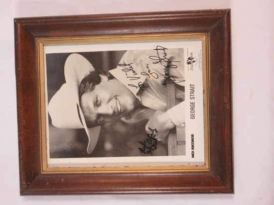 George Strait Autographed MCA Records Promotional Photograph Framed