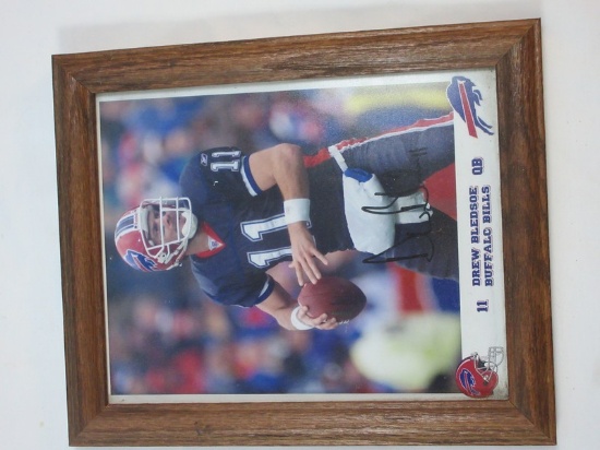 Drew Bledsoe #11 Buffalo Bills Quarterback Autographed Picture w/ Team Logos