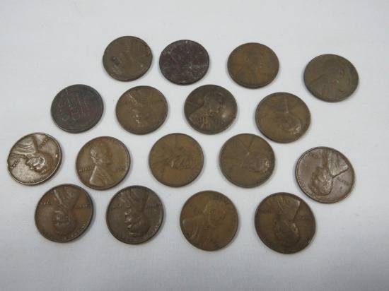 17 Lincoln Wheat Penny Cent Coins 1940, 3-1941, 4-1944, 5-1945, 3-1946, 1947