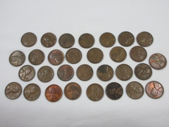 30 Lincoln Wheat Penny Cent Coins 1950 Denver, 4-1951 Denver, 2-1951, 3-1952 Denver,
