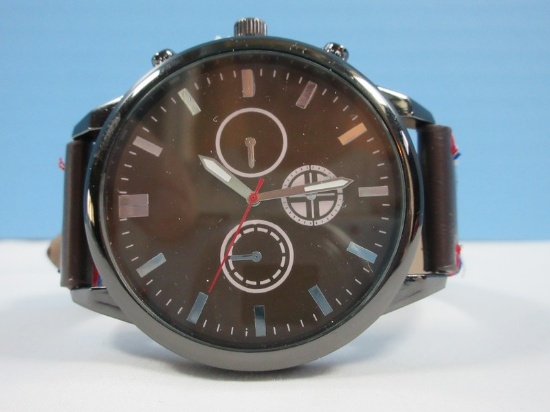 Men's Quartz Black Dial Chronograph Wrist Watch (NIB)