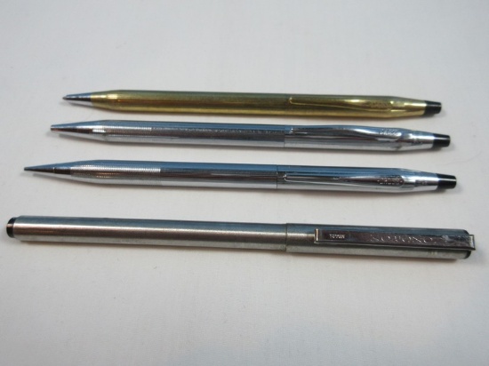 Pair Cross Set Pen/Mechanical Pencil, Inoxcrom Pen & Cross Gold Tone Pen