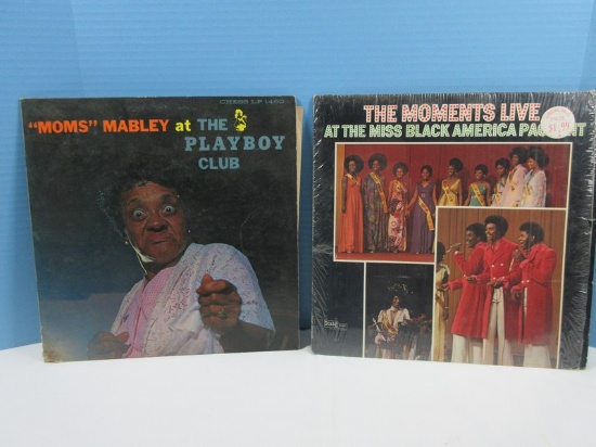 LP Vinyl Record Albums "Mom" Mabley At The Playboy Club & The Moments Live at The Miss