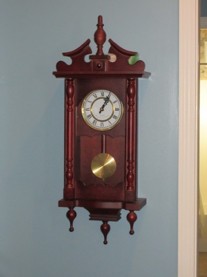 Cherry Bedford Clock Collection Classic Vienna Style Regulator Wall Clock w/Arched Finial