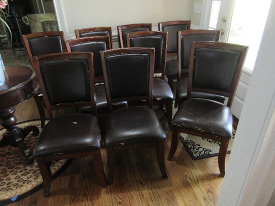 Set of 10 Whalen Furniture Hudson Collection Solid Wood Chairs Full Grain Leather Back/Seat
