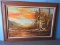 Fall Landscape Mountainous Background Original Oil on Canvas Signed Longman in Frame & Linen