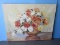 Still Life Floral Chrysanthemum Arrangement in Bowl Oil on Canvas Signed M.D. Cuoid. 30