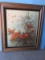 Chinese Floral & Bamboo w/Dragonflies Original Oil on Canvas Signed Gilt Frame Black Velvet