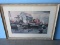 Harbour Dock Waterfront Scene by James Sessions in Rustic White Wash Frame. 32 1/4