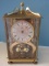 Aug. Schatz & Sohne Germany Schatz Unique Design Clock Brass Case Beveled Glass Panels &