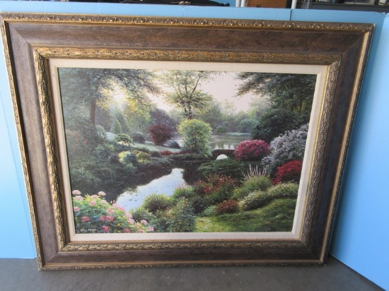Titled "Fairfield Morning" Tranquil Garden Landscape Scene by Henry Peteers Artwork on Bead
