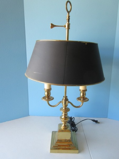 Traditional Brass Bouillotte Regency Neoclassical Style Double Arm Candle Stick 26 1/2"