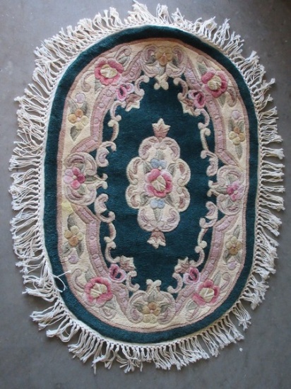 Royal Palace Handmade Accent Rug 100% Wool Pile Chambored Design Fringe Trim Antique