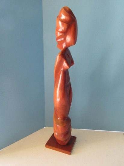 Post Modern 22" Carved Wood Nude Woman Free Form Sculpture