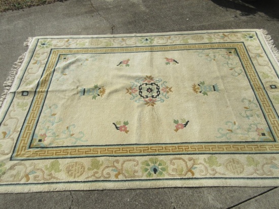Peking Style Guine Hand Woven Oriental Rug Wool Pile Traditional Design w/Fringe & Label