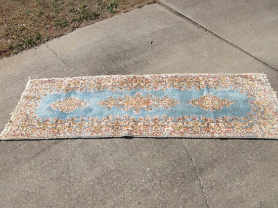 Persian Kristen Style Classic Design Wool Rug 29" x 91" Runner Blue/Beige Colors