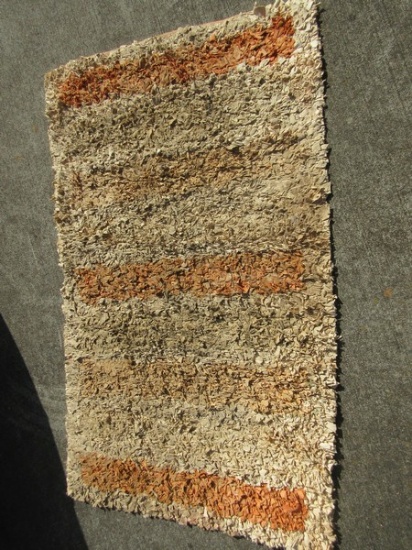 Specialty Design Rag Accent Rug Beige/Burnt Orange Accents. 63" x 37"
