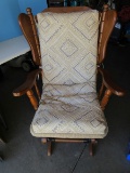 Oak Glider Ladder Wingback Chair w/Cushion
