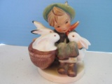 Collectors Goebel Hummel Playmates Boy w/Basket of Rabbits 58/c Full Bee Mark TMK-2 Circa