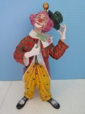 Whimsical Sureda Porcelain Clown w/A Bright Idea 12
