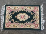 Royal Palace Handmade Wool Rectangle Accent Rug Antique Emerald 