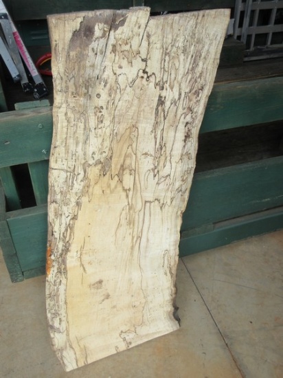 Birch Natural Live Edge Board Planed Slab Plank Lumber- Approx 46 1/2"L x 19" Widest Points-1 3/8" T
