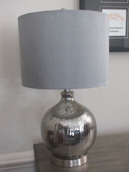 Post Modern Mercury Glass Sphere Font 23" Table Lamp Brushed Chrome Base Matching Finial