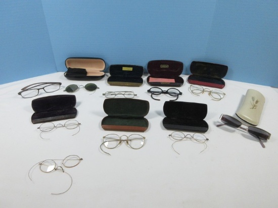 Vintage Eye Glasses w/Cases Wire Rim, +2.50 Modern Slim Sunglasses, Wire Rim Sunglasses,