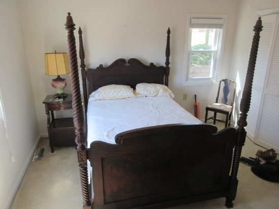 Rare Find Regal Berkey & Gay Furniture Antique Mahogany Empire Full Size Spiral 4 Poster Bed