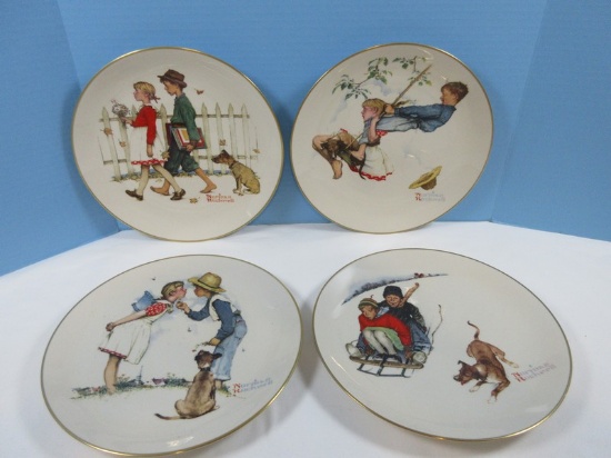 Set of 4 Gorham Fine China Norman Rockwell Collector 10 5/8" Four Seasons Series Collection