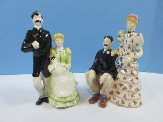 2 Brayton Laguna California Pottery Victorian Couple Gentleman & Genteel Woman 8 1/2" &