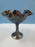 Shimmering Fenton Art Glass Carnival Amethyst Glass Persian Medallion Pattern-6 5/8