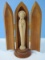Early Religious Carved Wooden Virgin Mary Madonna Travel Shrine/Altar 6