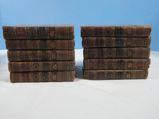 Antique The Plays of Shakespeare in Ten Volumes Leather Covers Inside Page 1803 Date Bottom