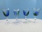 Set of 4 hand Blown Blue/Green Art Glass 8 3/4