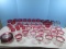 48pcs Tiffin-Franciscan King's Crown Ruby Flashed Depression glass Cups, Saucers, Champagne/