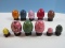 11 Genuine Alabaster Lefton Eggs & Other Various Colors & Sizes Some Made in Italy w/Stands