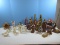 Lot Nativity Sets & Other Figurines Carved Olive Wood Creche, 2 Ceramic Wise Men Candlesticks