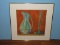 Post Modern Ewer Pitcher & Pick Hammer Chalk Drawing Original Artwork Signed Woodside