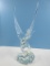 Striking Studio Art Glass Sculpture Cresting Wave w/Figural Seagull Mid Flight 15 3/4