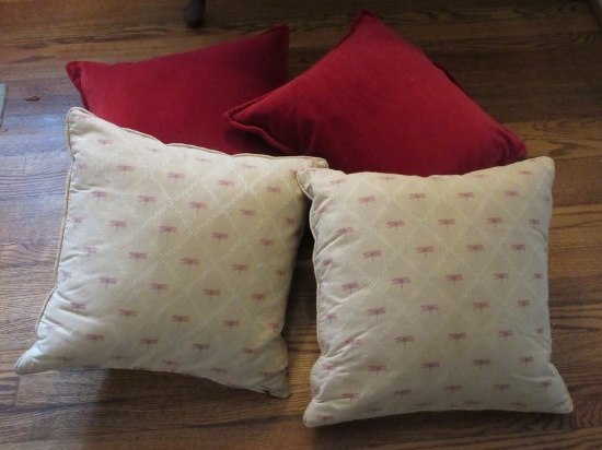 4 Accent Pillows Pottery Barn & Other 20" Square Feathers & Down Filling Dragonfly & Solid