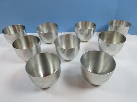 Set of 9 Authentic Reproduction Jefferson Cups Stieff Pewter P-50- Approx 2 5/8"