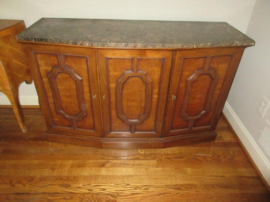 Henredon Classic Country Manor Style Server/Credenza Console w/Marble Tip Triple Panel