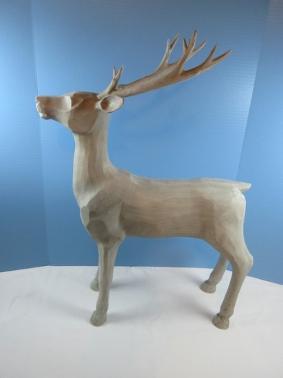 26 1/2" Resin Folk Art Sculpted Reindeer Figure Statuette- Approx 19"L