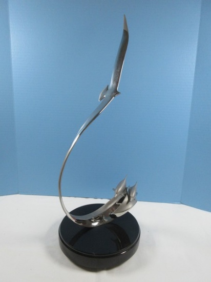 Magnificent Artist Scott Hanson Polished Steel 23" Sculpture Titled "Wind & Sea" Ltd. 159/950