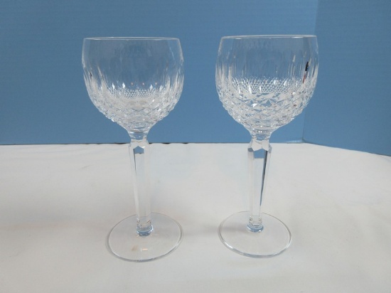 Pair Waterford Crystal Colleen Pattern 7 1/2" Hock Wine Faceted Stems- Retail $139.90