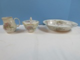 4pc Theodore Haviland China New York Apple Blossom Pattern Hostess Set Creamer, Covered